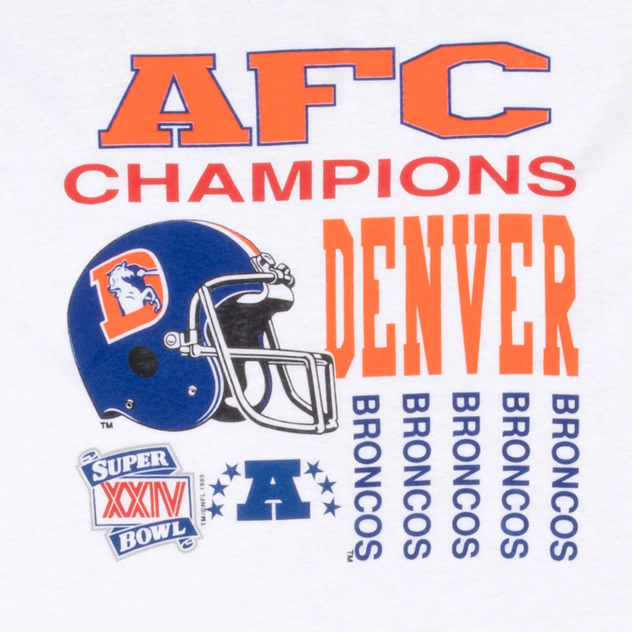 VINTAGE NFL BRONCOS AFC CHAMPIONS 1989 TEE SHIRT LARGE MADE IN USA