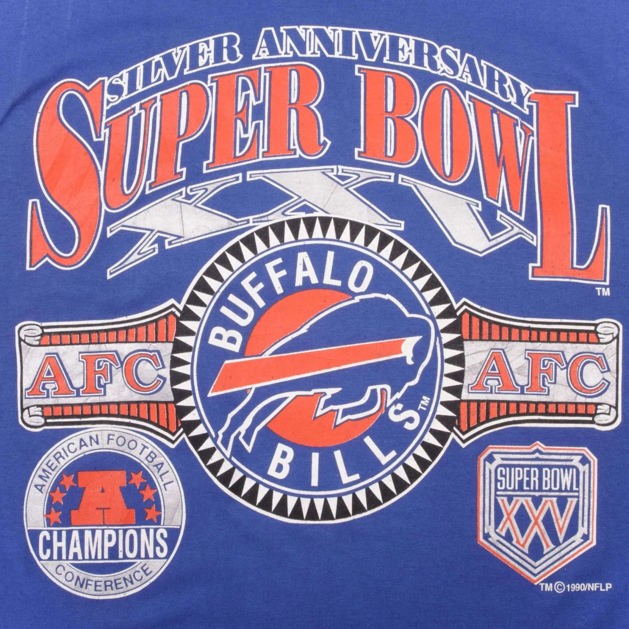 VINTAGE NFL BUFFALO BILLS SUPER BOWL XXV 1990 TEE SHIRT SIZE MEDIUM MADE IN USA