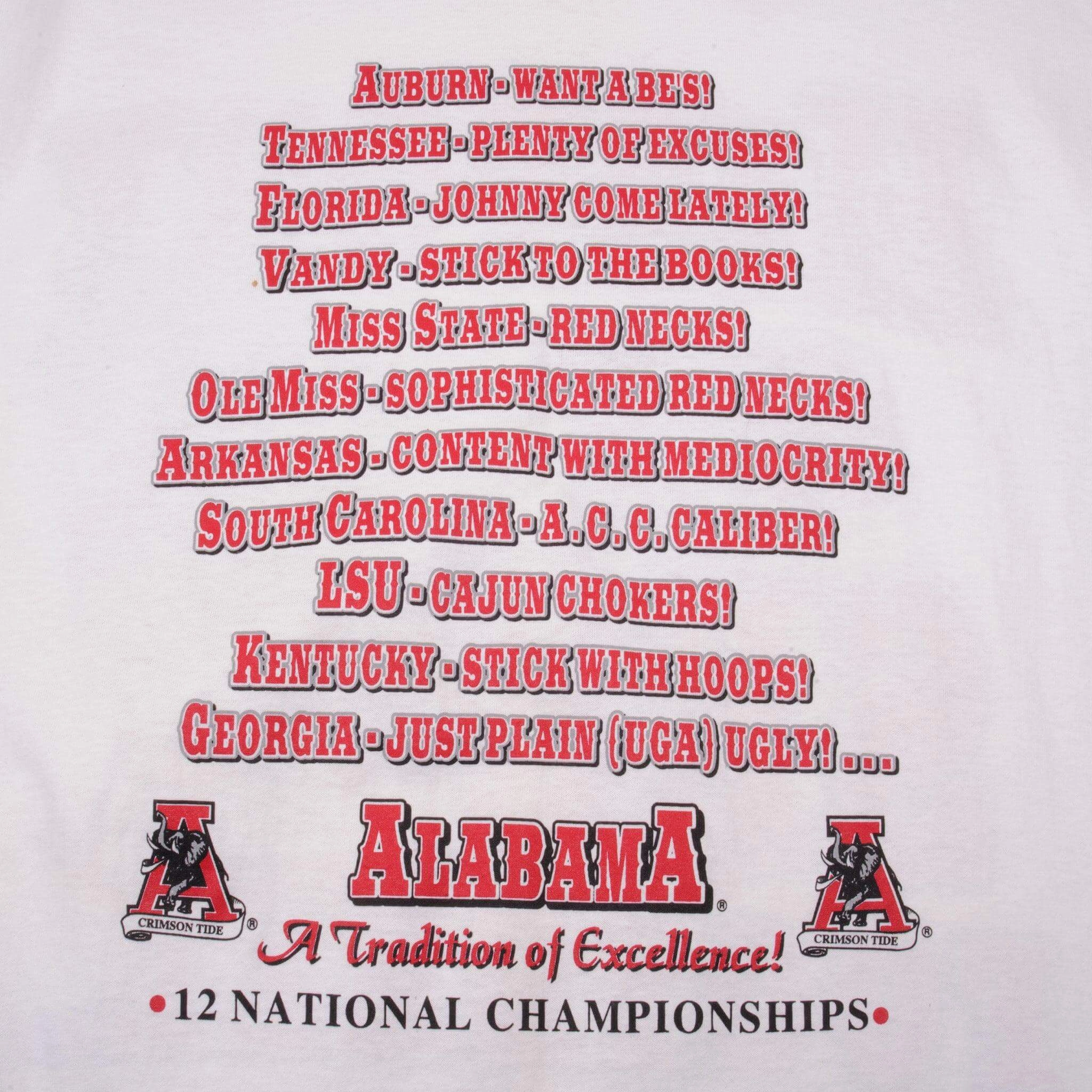 VINTAGE NFL CRIMSON TIDE ALABAMA TEE SHIRT SIZE LARGE DEADSTOCK 1990s