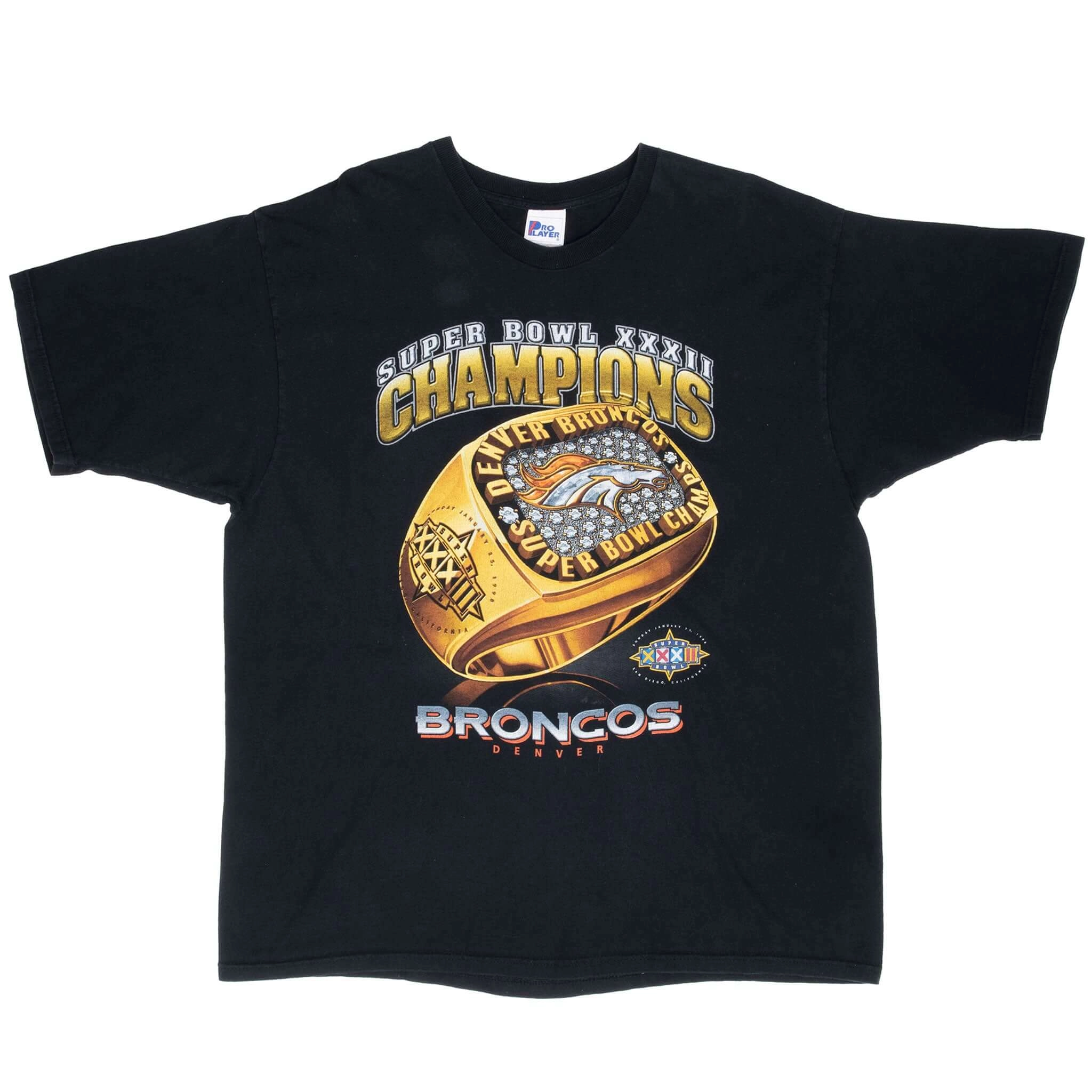 VINTAGE NFL DENVER BRONCOS SUPERBOWL XXXII CHAMPS 1998 TEE SHIRT 2XL MADE USA