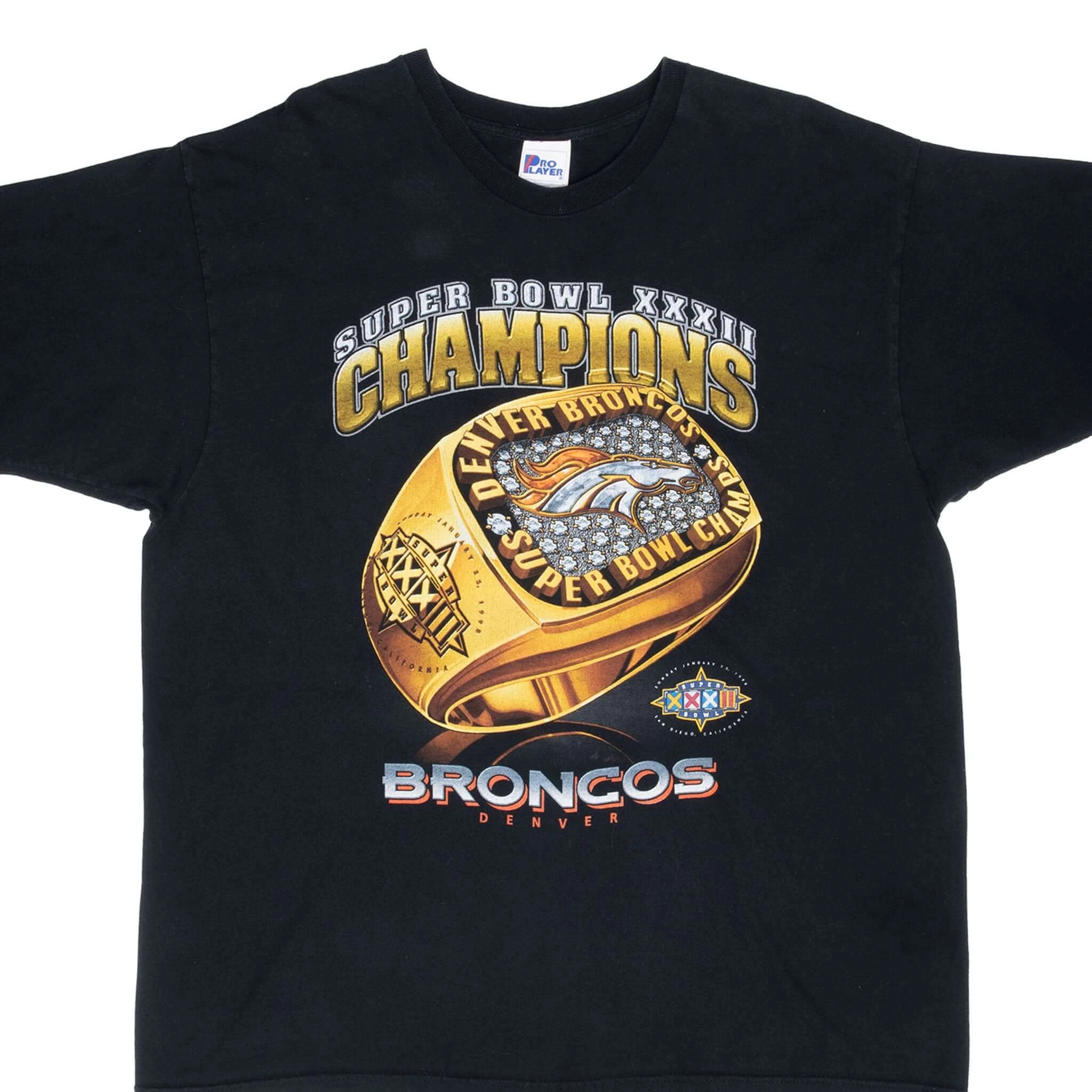VINTAGE NFL DENVER BRONCOS SUPERBOWL XXXII CHAMPS 1998 TEE SHIRT 2XL MADE USA