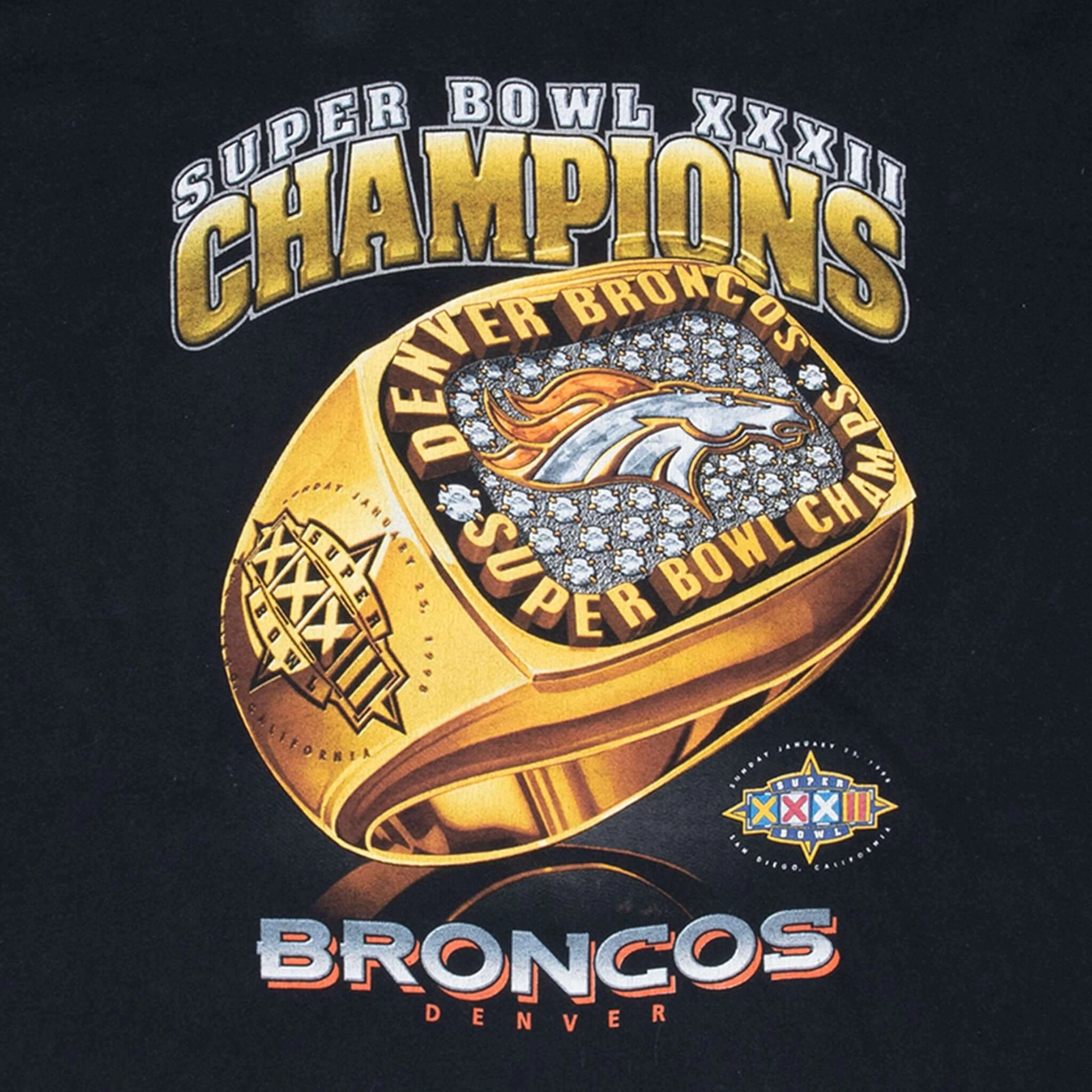 VINTAGE NFL DENVER BRONCOS SUPERBOWL XXXII CHAMPS 1998 TEE SHIRT 2XL MADE USA