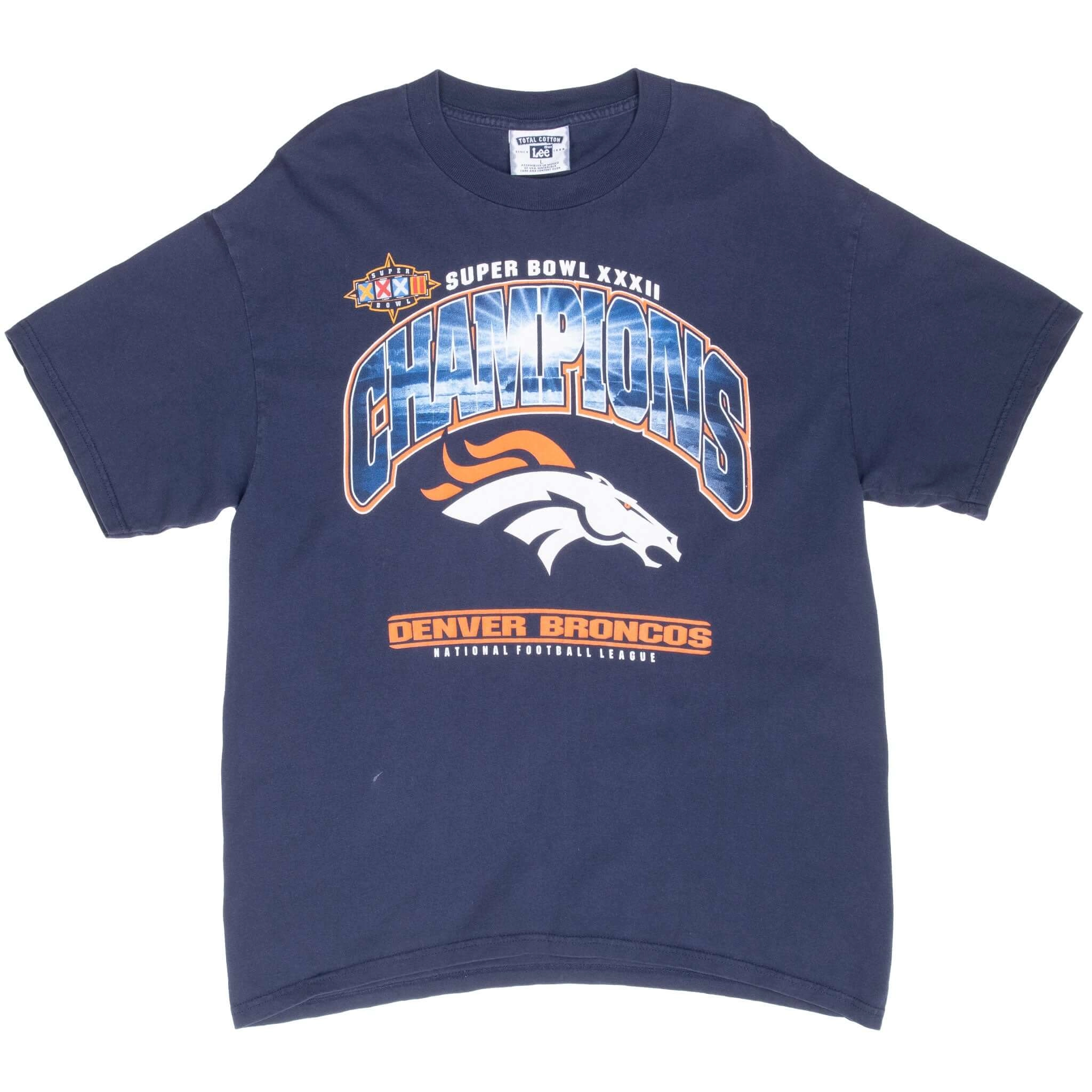 VINTAGE NFL DENVER BRONCOS SUPERBOWL XXXII CHAMPS 1998 TEE SHIRT LARGE MADE USA