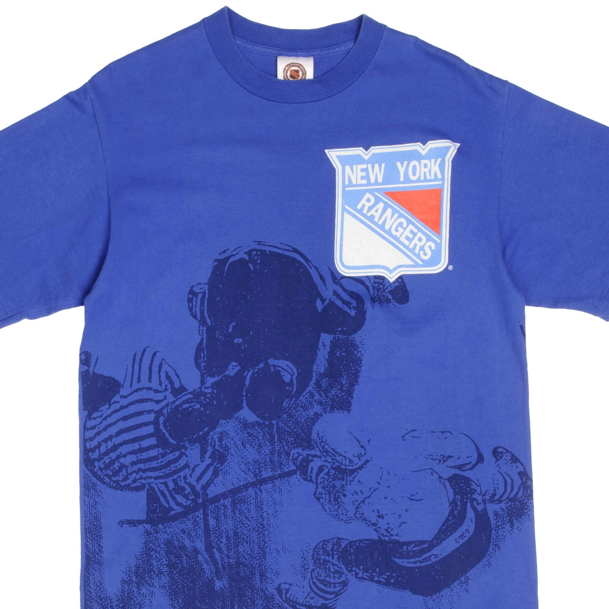 VINTAGE NHL NEW YORK RANGERS ALL OVER PRINT TEE SHIRT 1990S LARGE MADE IN USA