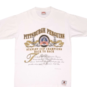 VINTAGE NHL PITTSBURGH PENGUINS STANLEY CUP CHAMPS TEE SHIRT 1992 LARGE MADE USA