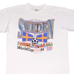 VINTAGE SOCCER TEAM SWEDEN WORLD CUP 1994 USA TEE SHIRT SIZE XL