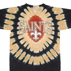 VINTAGE TIE DYE NFL NEW ORLEANS SAINTS LIQUID BLUE TEE SHIRT 1990S SIZE LARGE