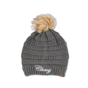Women's Chevy Script Knit Beanie With Pom Hat