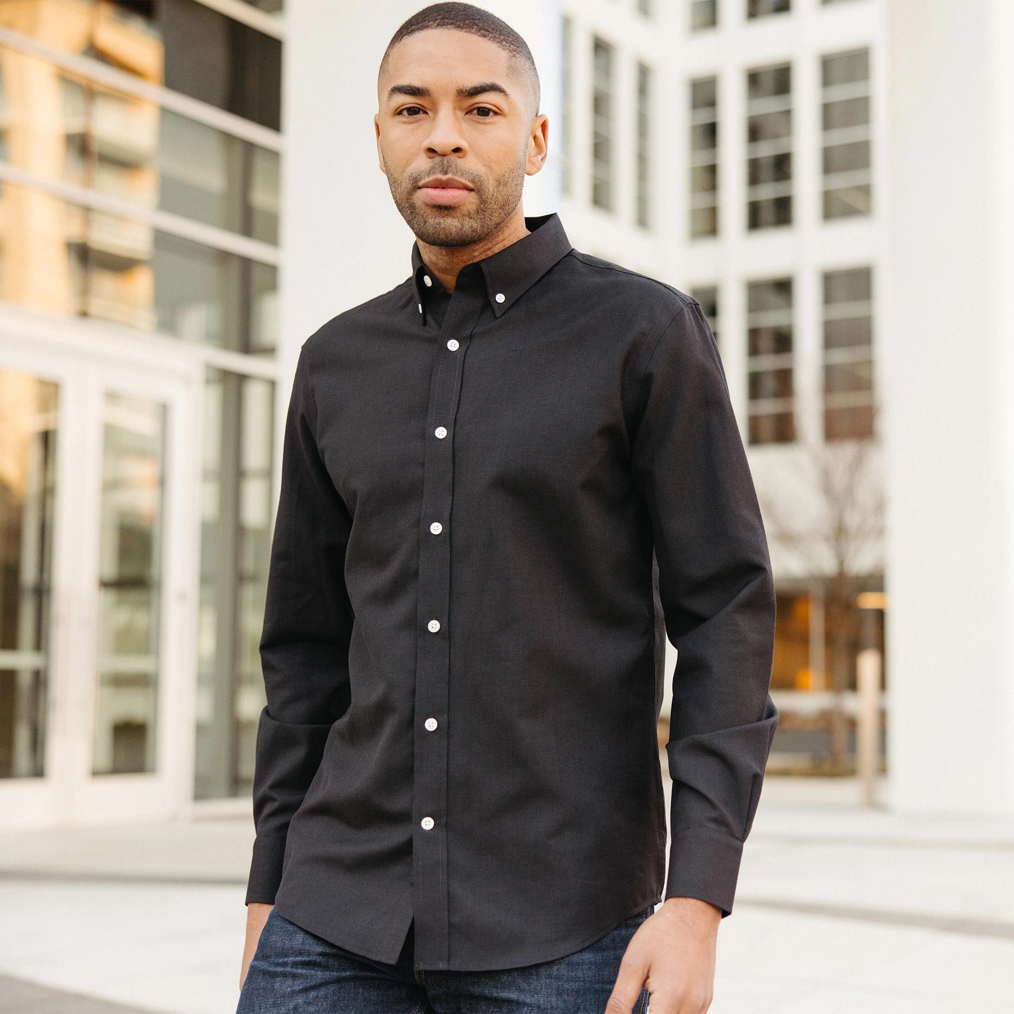 Wool Linen Button-Down Shirt